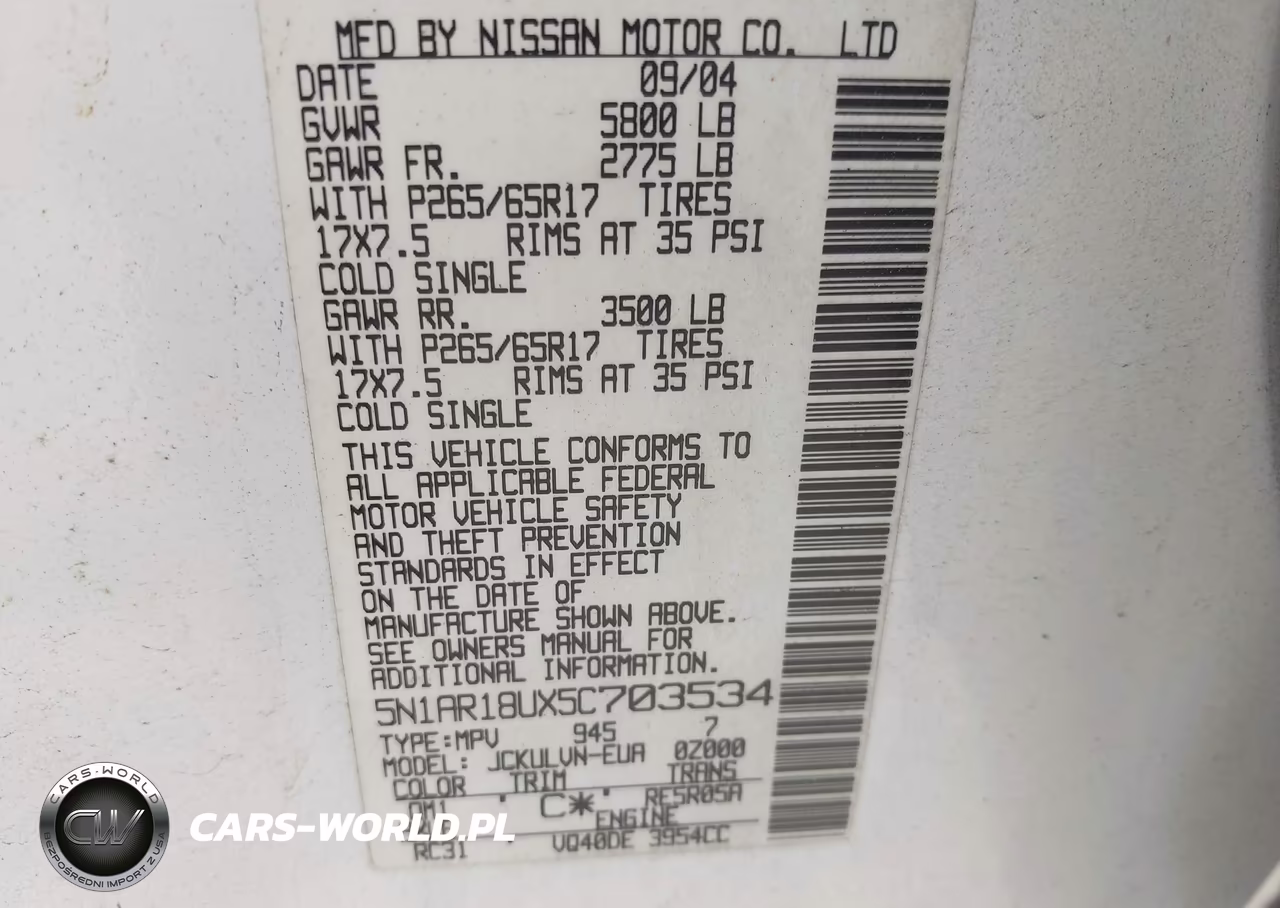 2005 Nissan Pathfinder Le VIN:5N1AR18UX5C703534 - 9