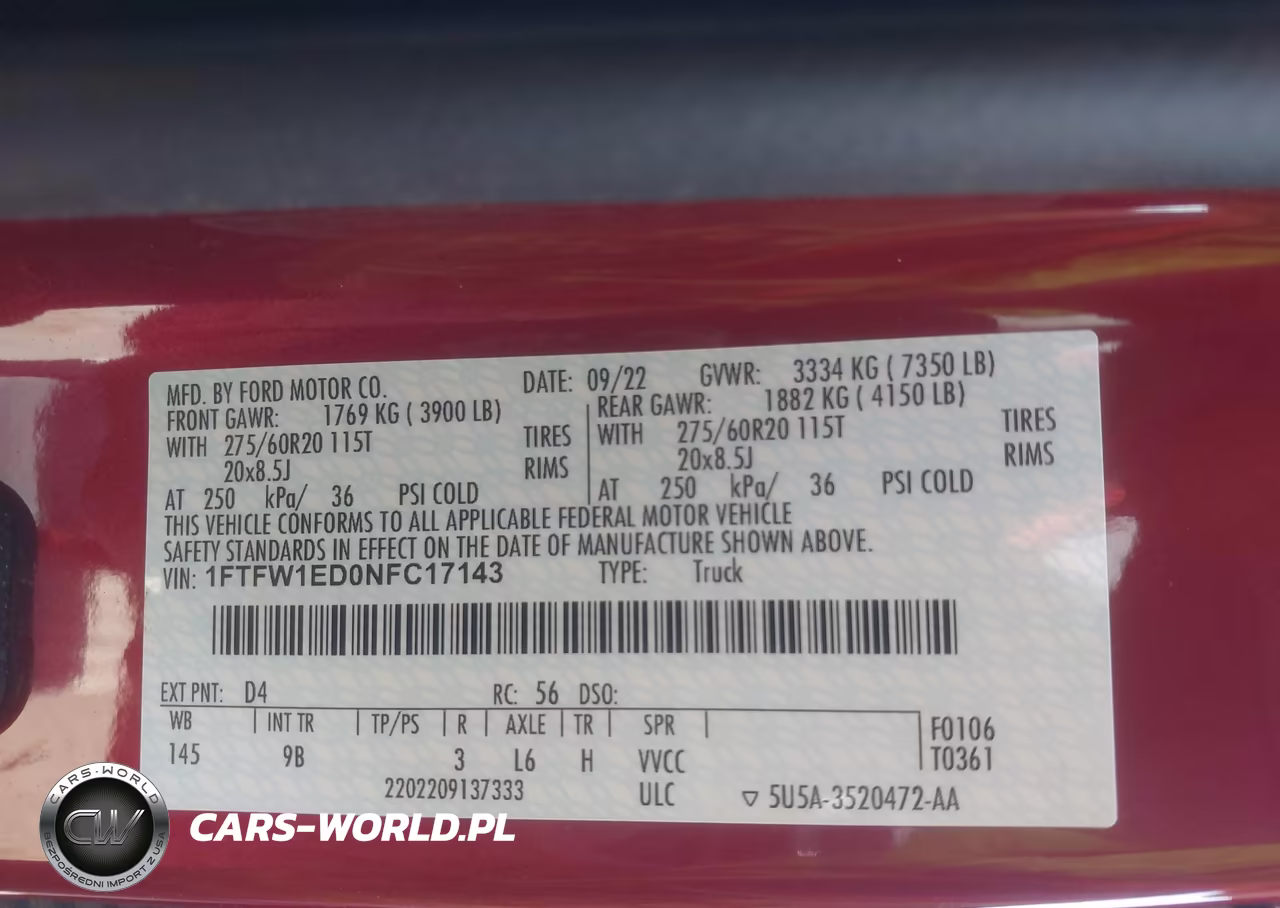 2022 Ford F-150 Platinum VIN:1FTFW1ED0NFC17143 - 9
