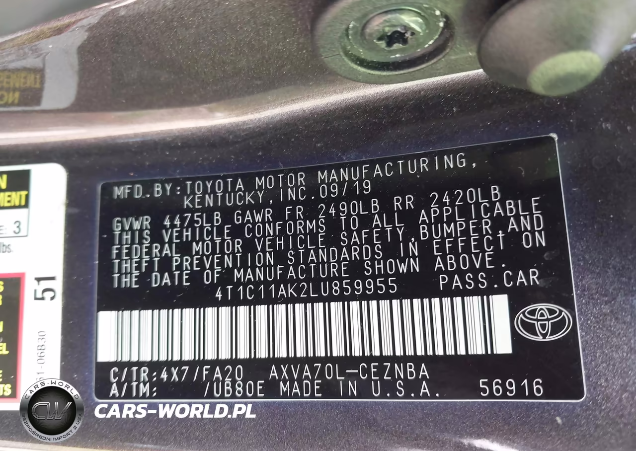 2020 Toyota Camry Le VIN:4T1C11AK2LU859955 - 9