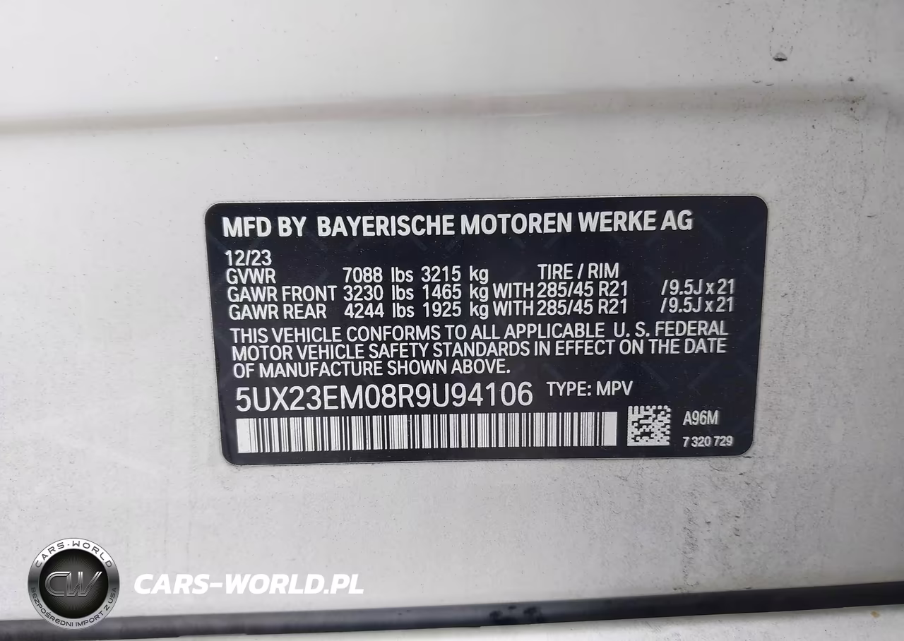 2024 BMW X7 xDrive40I VIN:5UX23EM08R9U94106 - 9