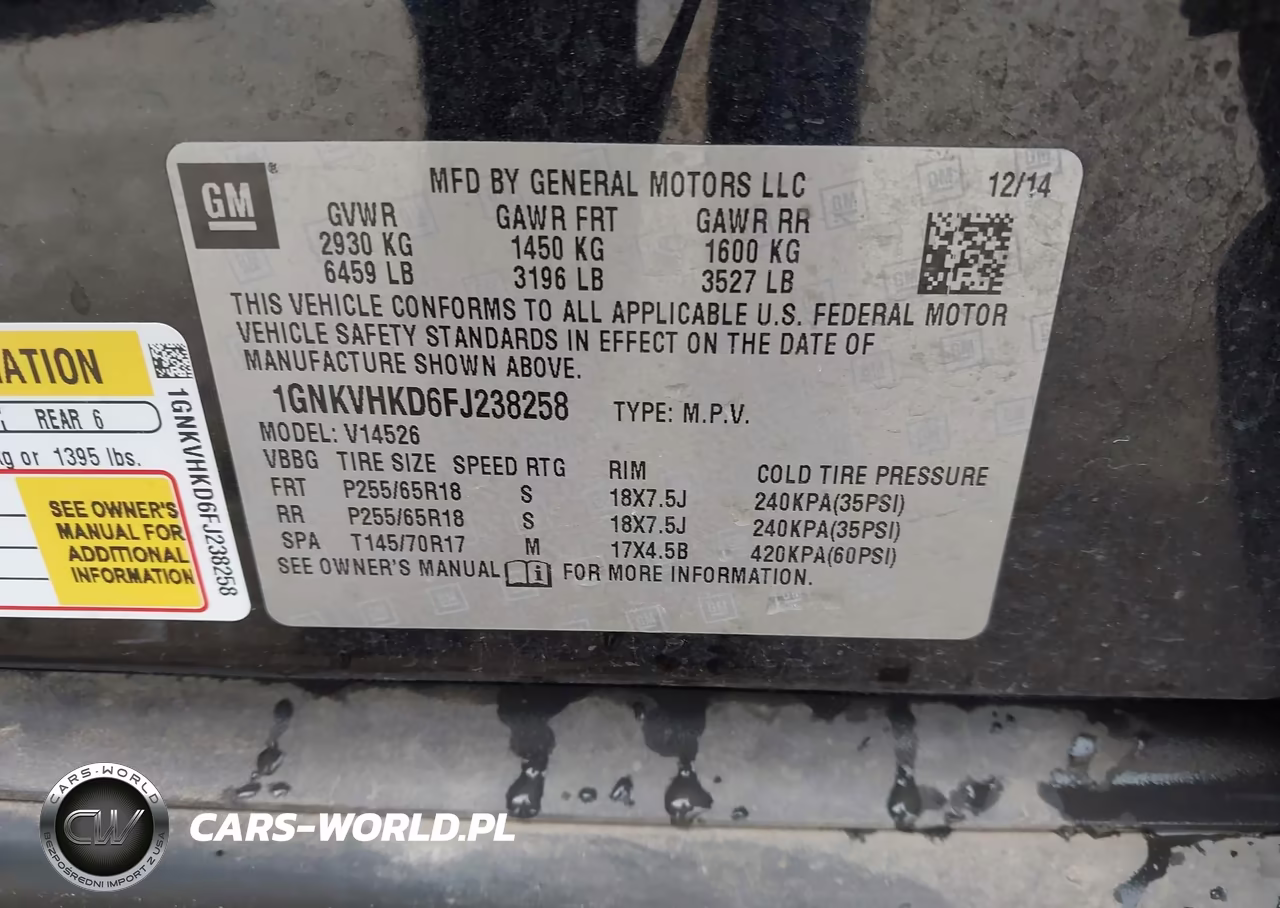 2015 Chevrolet Traverse 2Lt VIN:1GNKVHKD6FJ238258 - 9