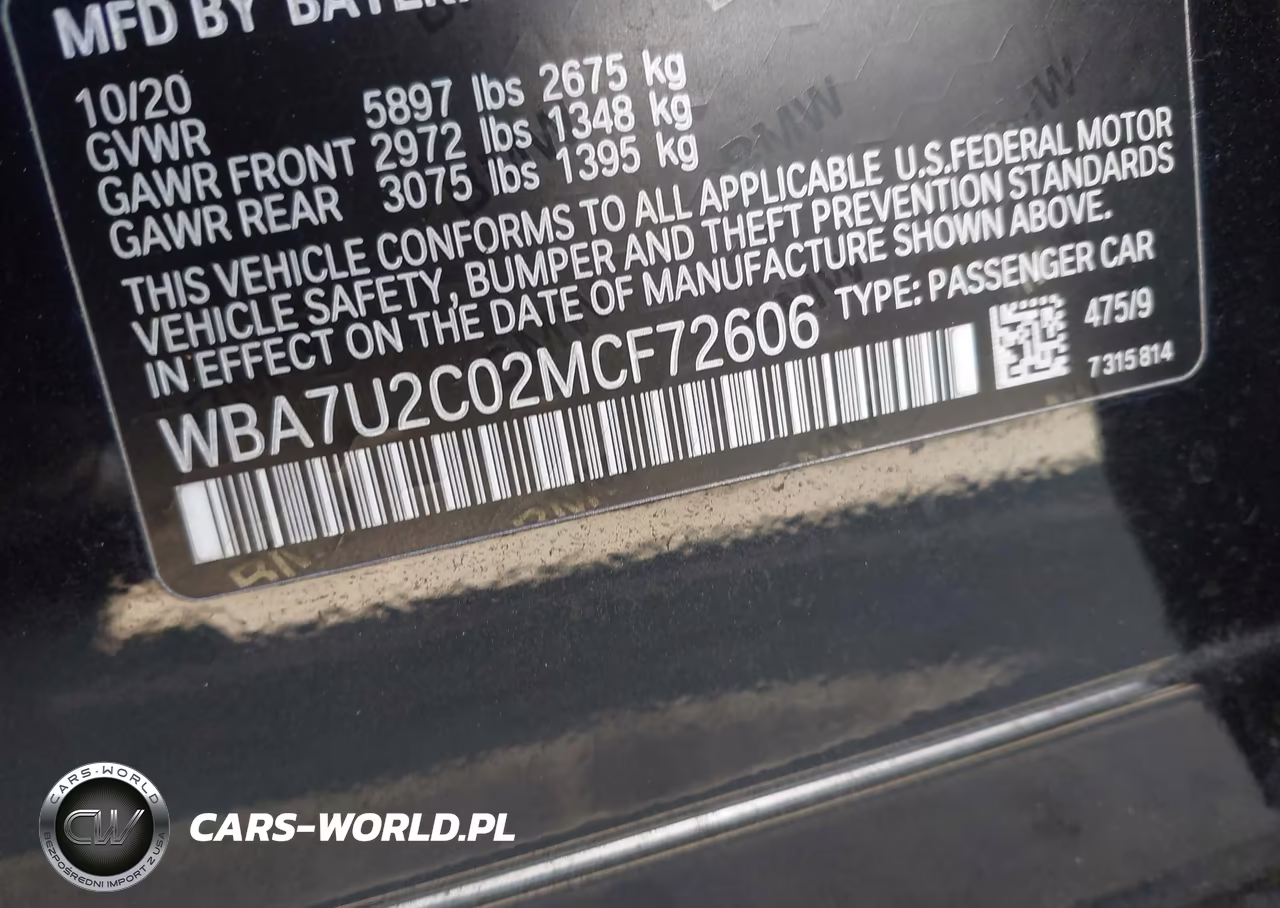 2021 BMW 750I xDrive VIN:WBA7U2C02MCF72606 - 9