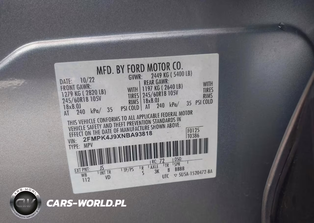 2022 Ford Edge Sel VIN:2FMPK4J9XNBA93818 - 9