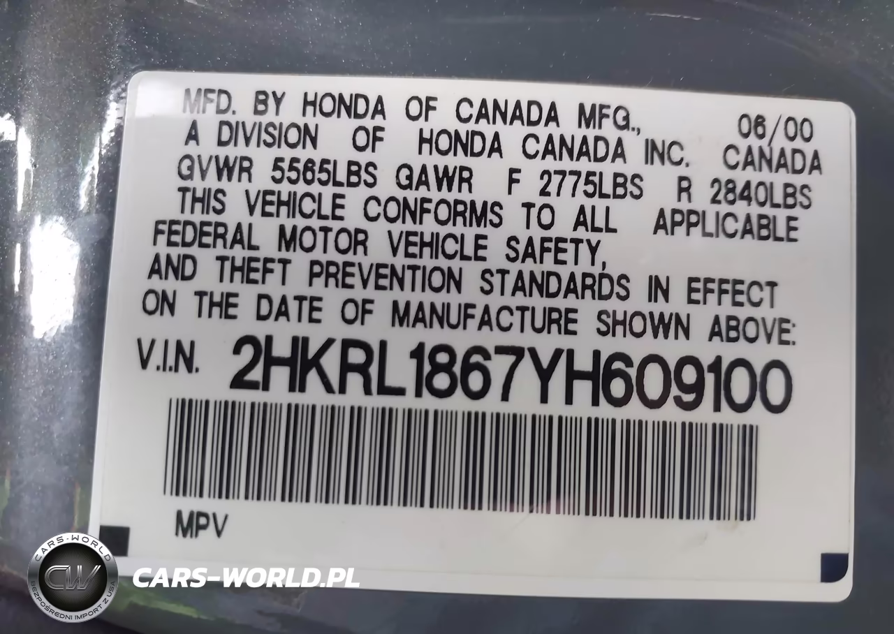 2000 Honda Odyssey Ex VIN:2HKRL1867YH609100 - 9