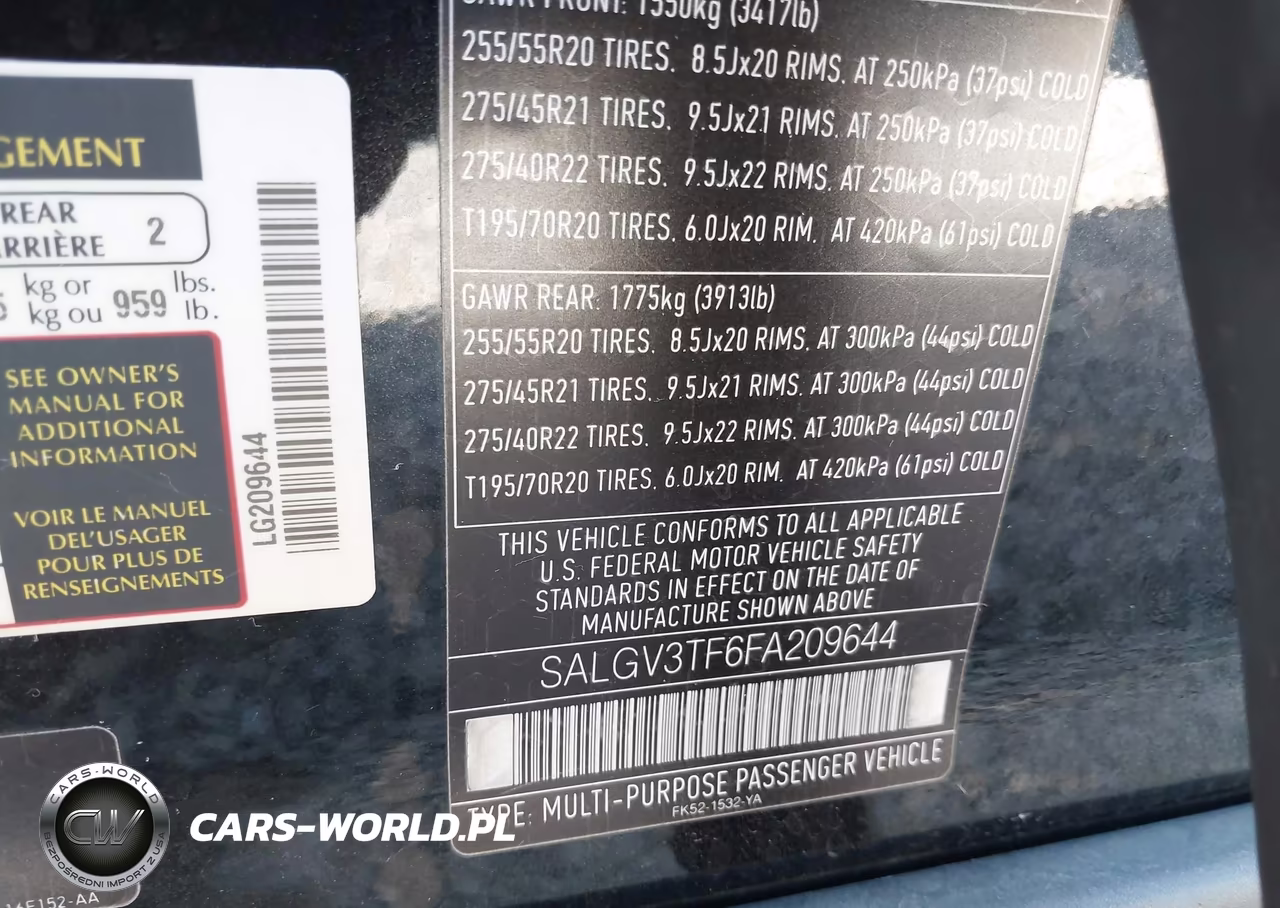 2015 Land Rover Range Rover 5.0L V8 Supercharged Autobiography VIN:SALGV3TF6FA209644 - 9
