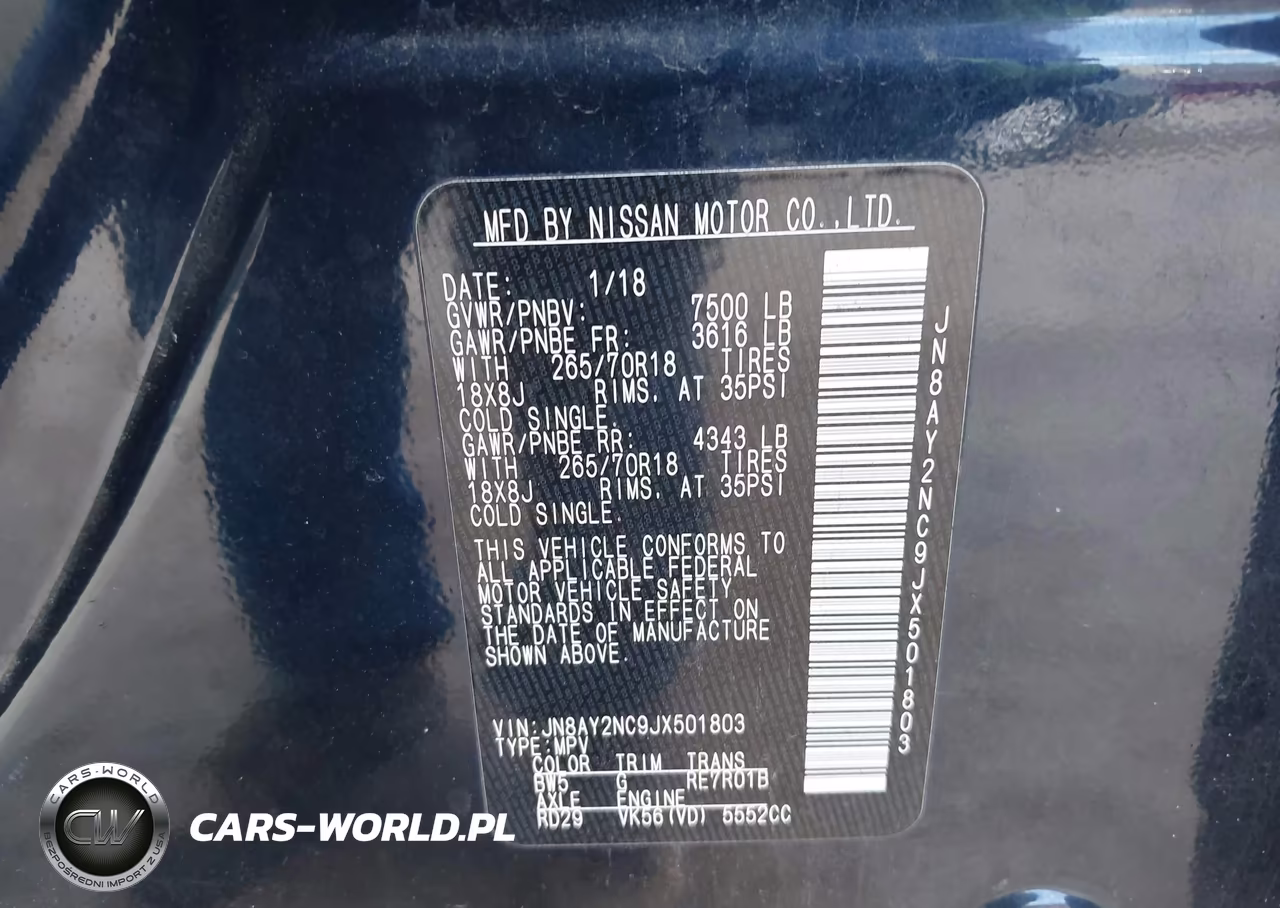 2018 Nissan Armada Sv VIN:JN8AY2NC9JX501803 - 9