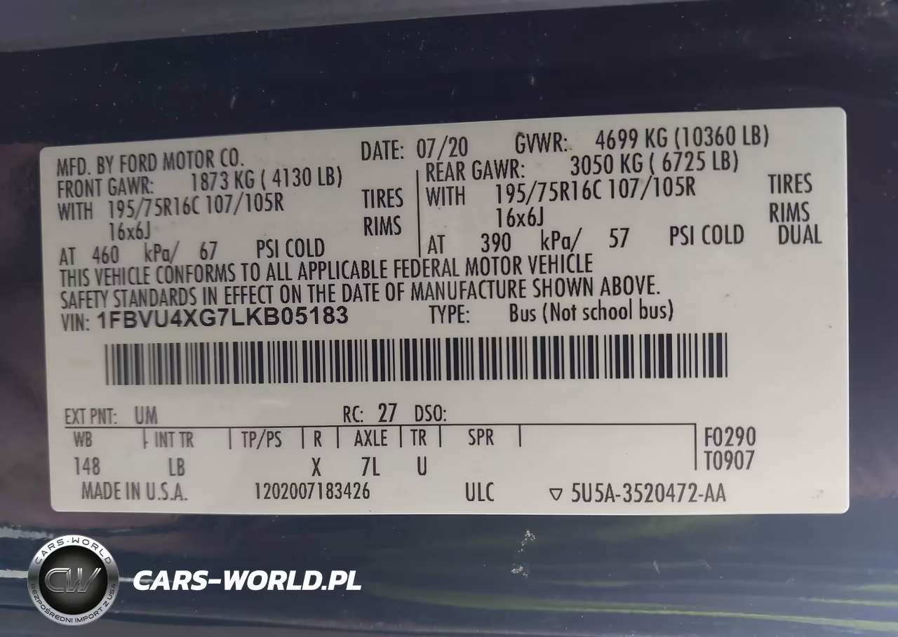 2020 Ford Transit-350 Passenger Van Xlt VIN:1FBVU4XG7LKB05183 - 9