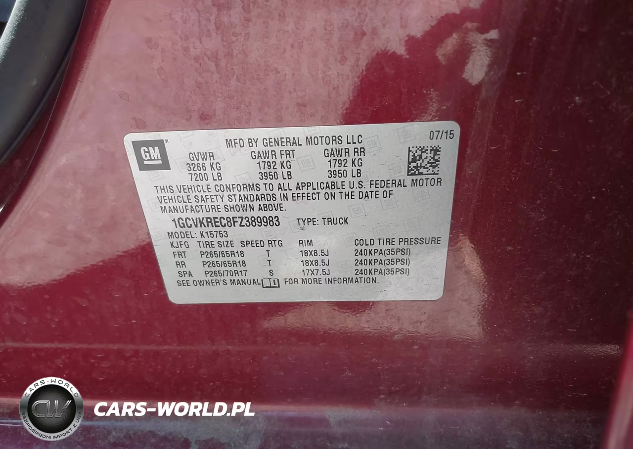 2015 Chevrolet Silverado 1500 2Lt VIN:1GCVKREC8FZ389983 - 9