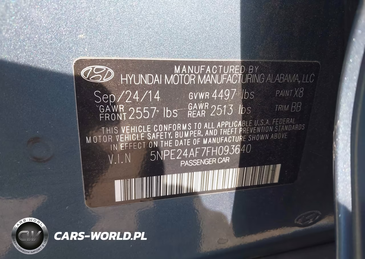 2015 Hyundai Sonata Se VIN:5NPE24AF7FH093640 - 9