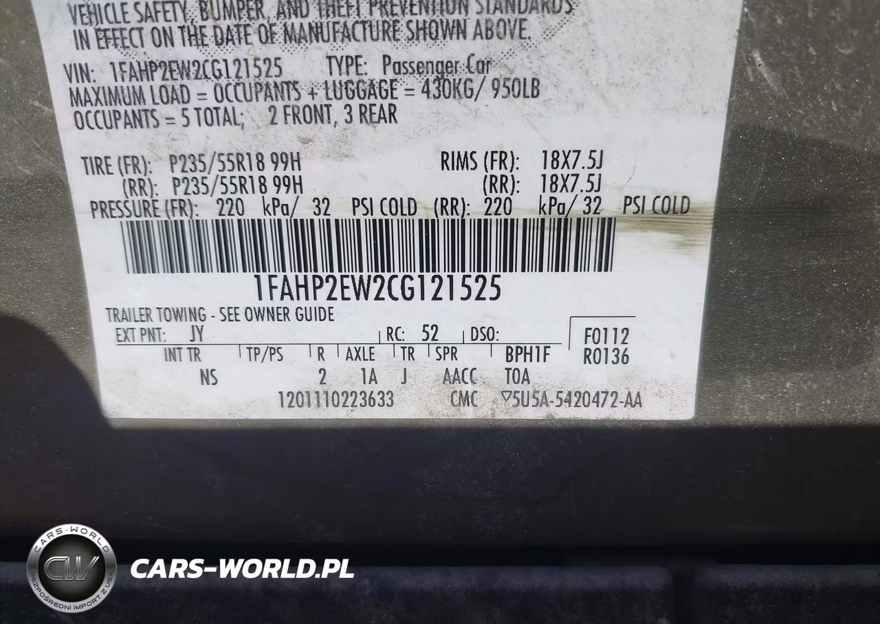 2012 Ford Taurus Sel VIN:1FAHP2EW2CG121525 - 9