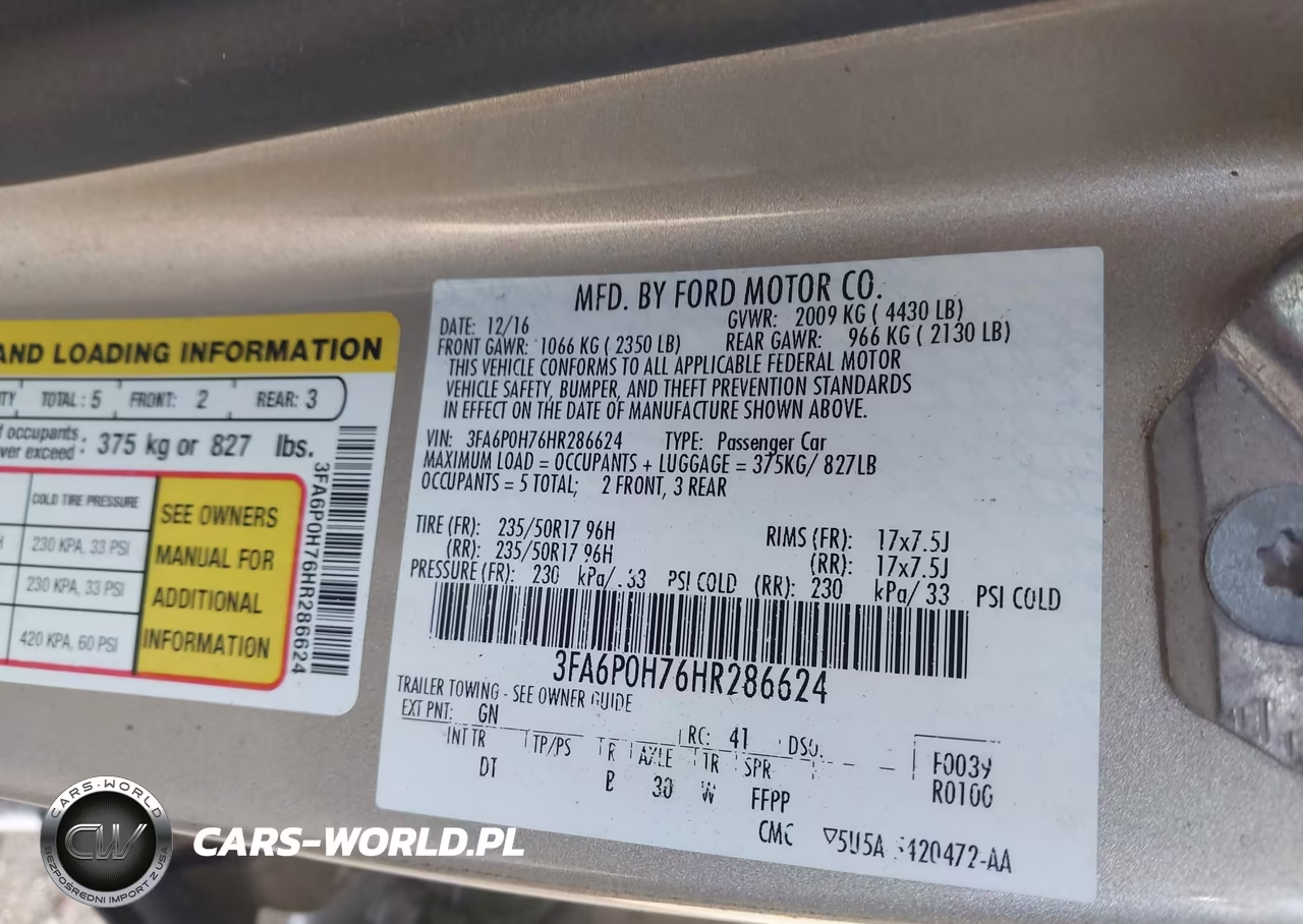 2017 Ford Fusion Se VIN:3FA6P0H76HR286624 - 9