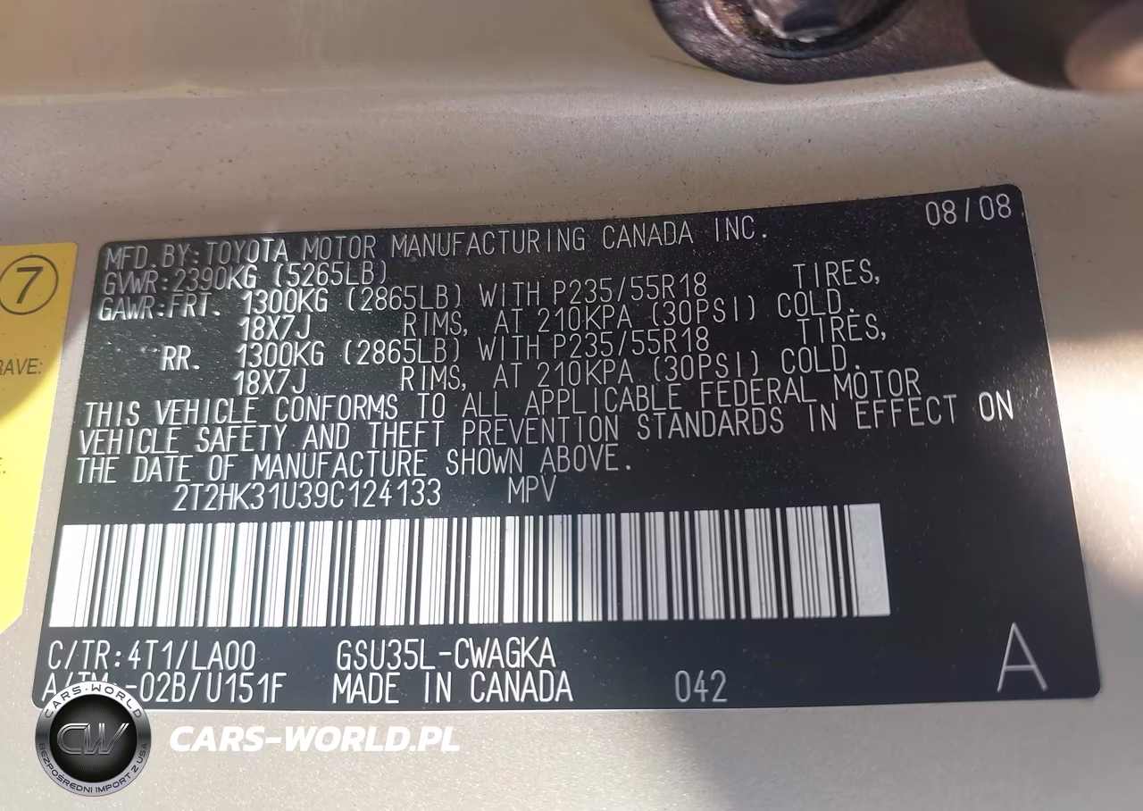 2009 Lexus Rx 350 VIN:2T2HK31U39C124133 - 9