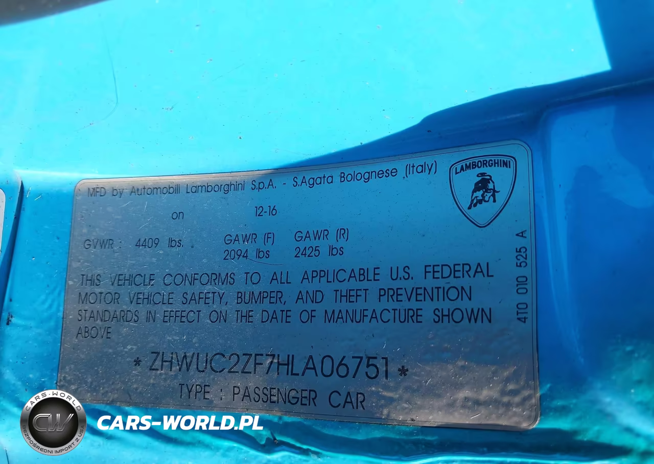 2017 Lamborghini Huracan Lp580-2 VIN:ZHWUC2ZF7HLA06751 - 9
