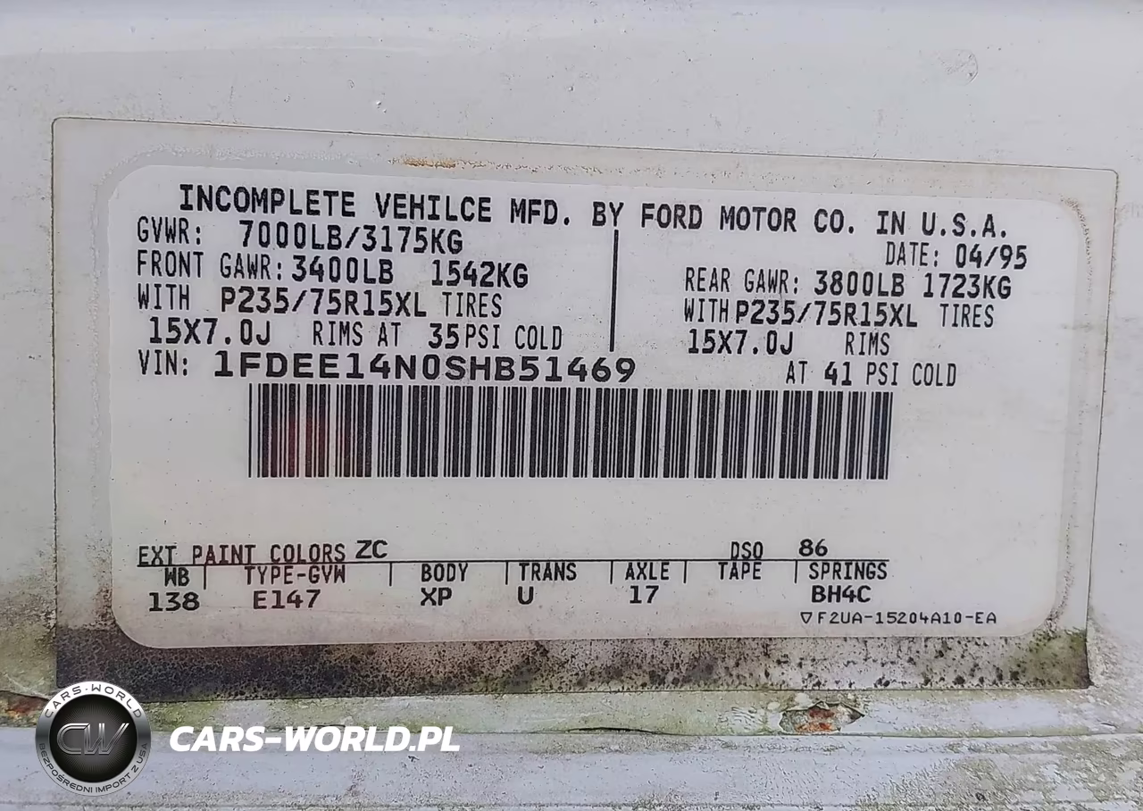1995 Ford Econoline E150 Van VIN:1FDEE14N0SHB51469 - 9