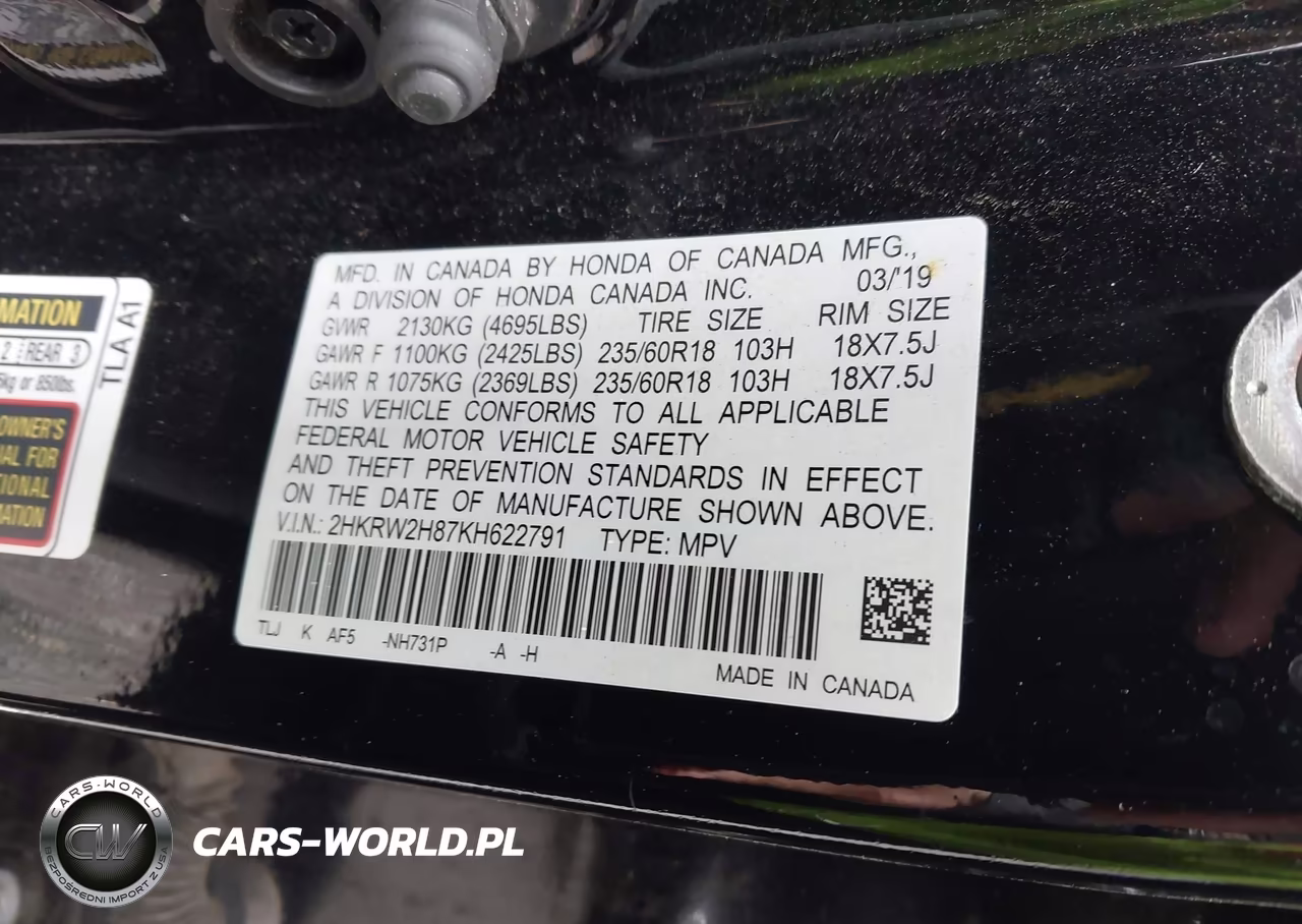 2019 Honda Cr-V Ex-L VIN:2HKRW2H87KH622791 - 9