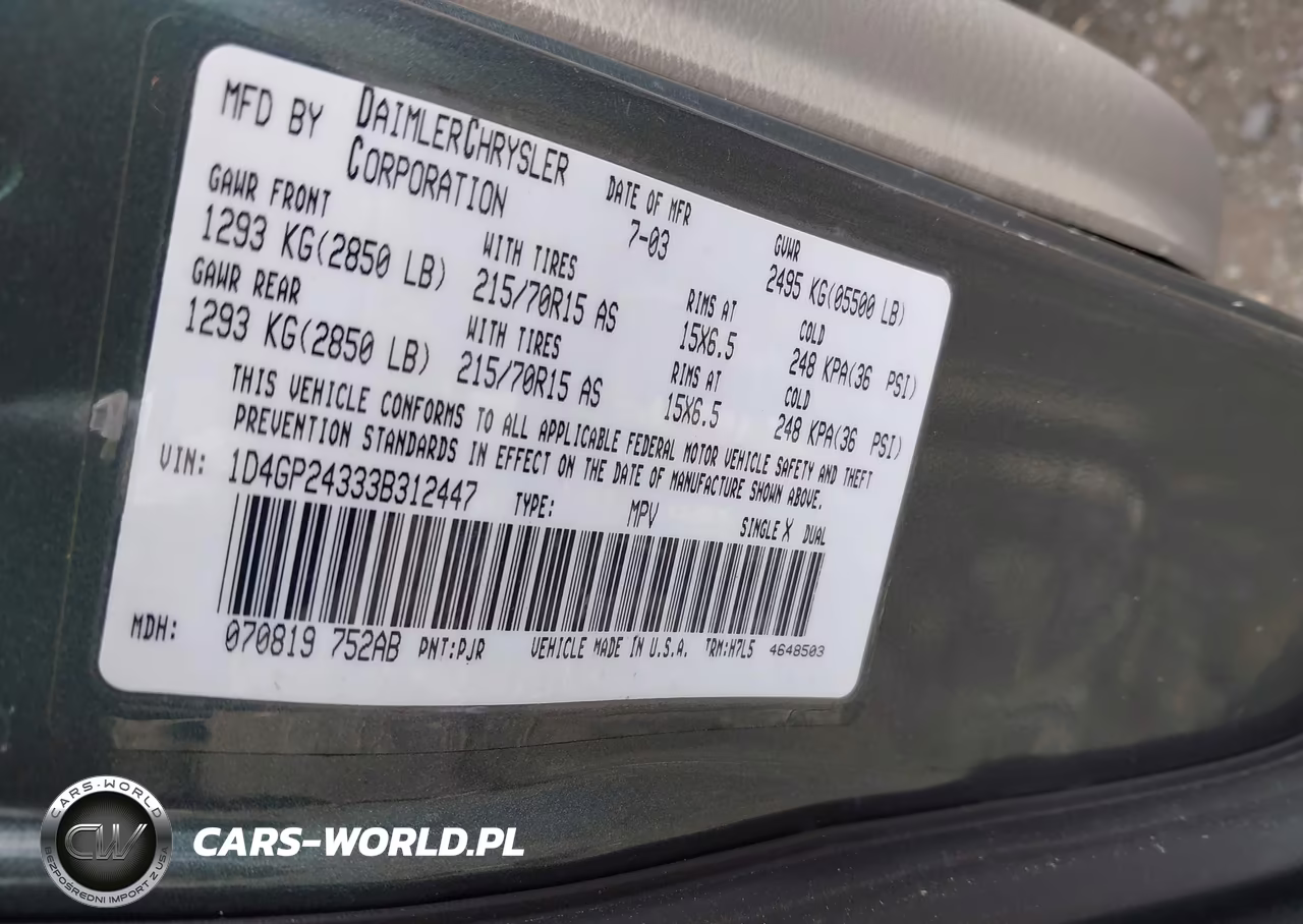 2003 Dodge Grand Caravan Se VIN:1D4GP24333B312447 - 9
