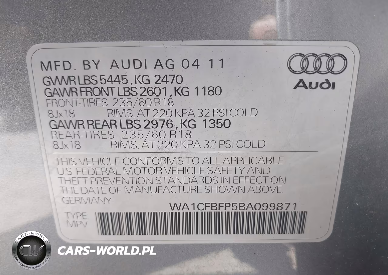 2011 Audi Q5 2.0T Premium VIN:WA1CFBFP5BA099871 - 9