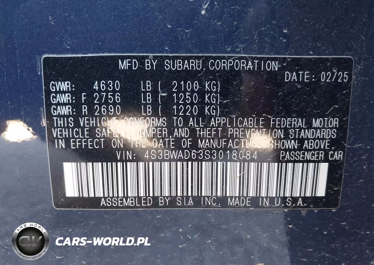 2025 Subaru Legacy Premium VIN:4S3BWAD63S3018084 - 9