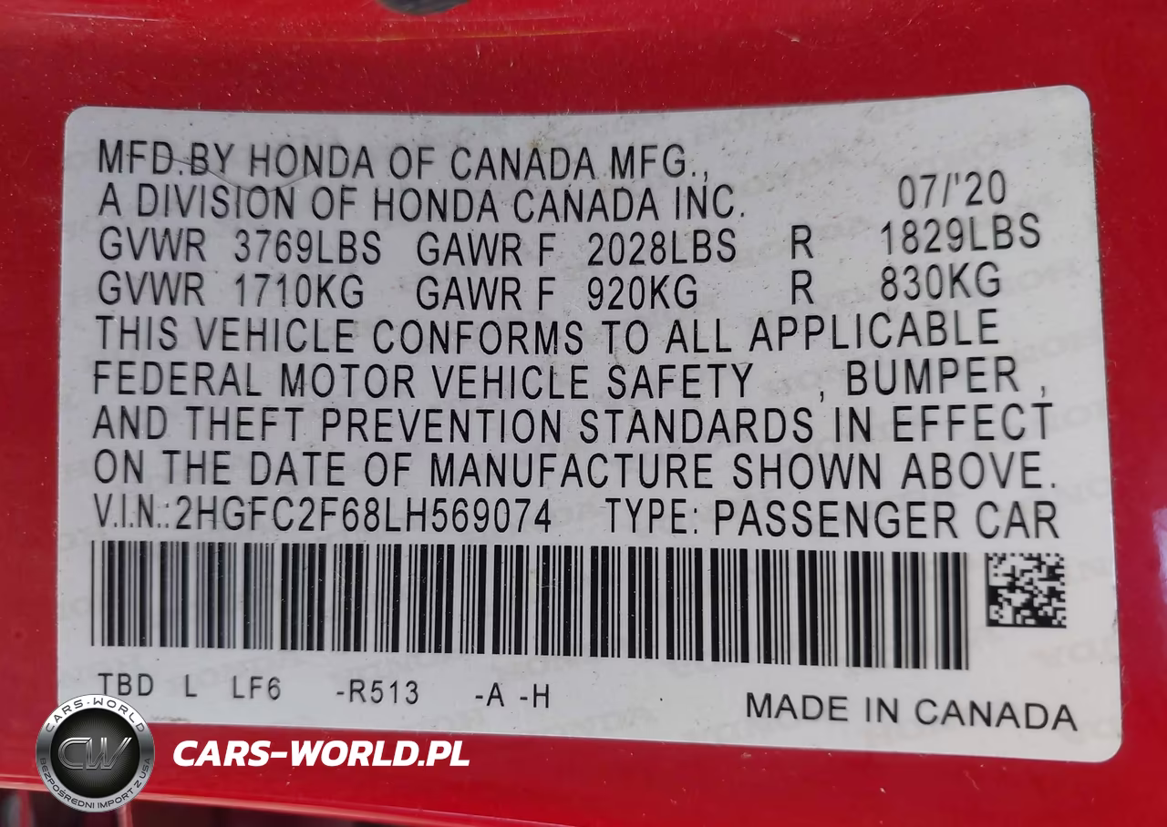 2020 Honda Civic Lx VIN:2HGFC2F68LH569074 - 9