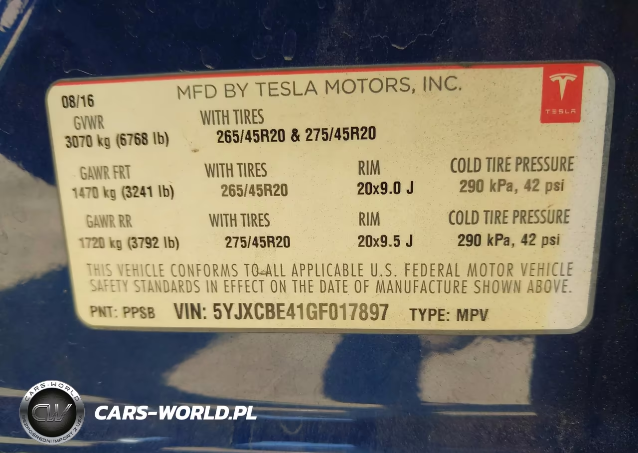 2016 Tesla Model X 75D-P100D-P90D VIN:5YJXCBE41GF017897 - 9