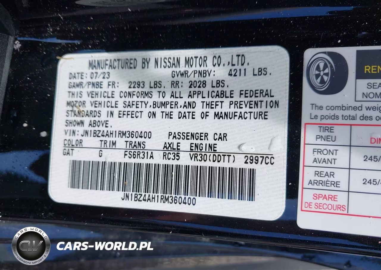 2024 Nissan Z Sport Manual VIN:JN1BZ4AH1RM360400 - 9