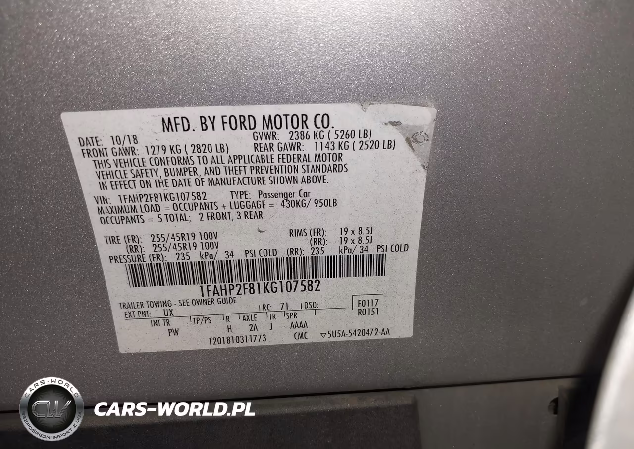 2019 Ford Taurus Limited VIN:1FAHP2F81KG107582 - 9