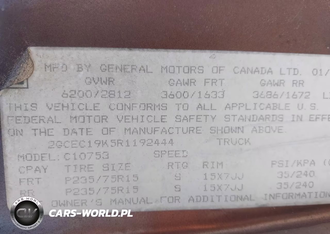 1994 Chevrolet Gmt-400 C1500 VIN:2GCEC19K5R1192444 - 9