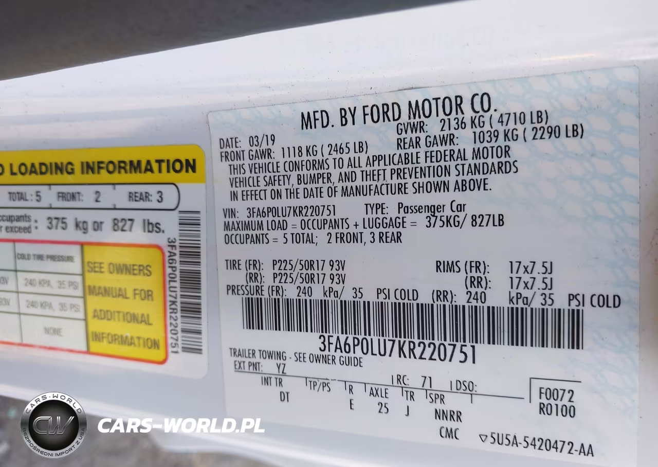 2019 Ford Fusion Hybrid Se VIN:3FA6P0LU7KR220751 - 9