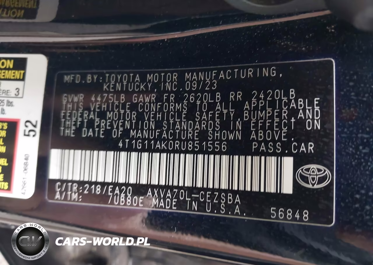 2024 Toyota Camry Se VIN:4T1G11AK0RU851556 - 9