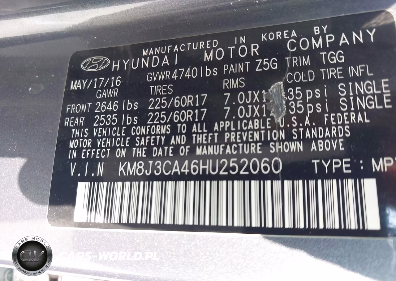 2017 Hyundai Tucson Se VIN:KM8J3CA46HU252060 - 9