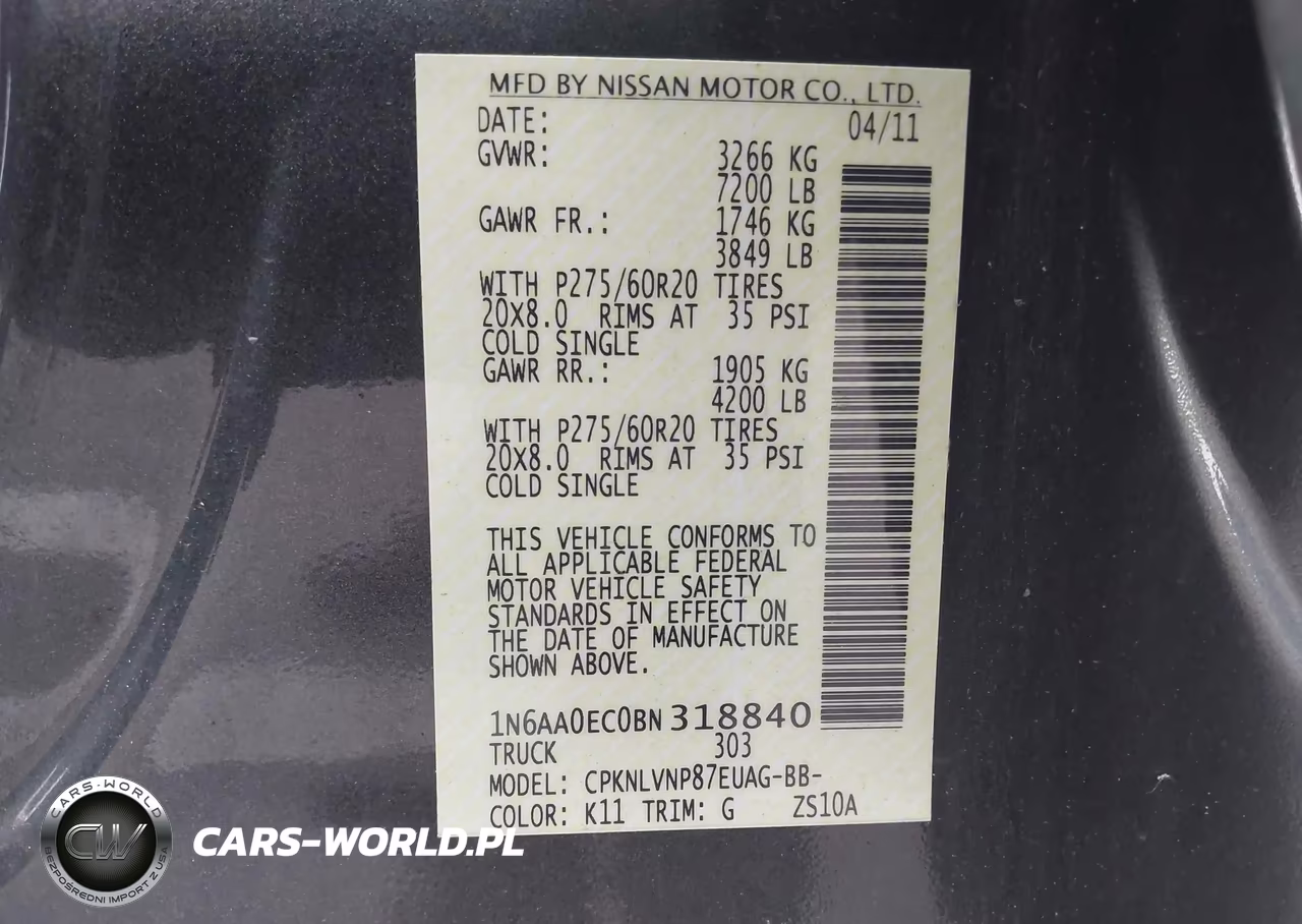 2011 Nissan Titan Sl VIN:1N6AA0EC0BN318840 - 9