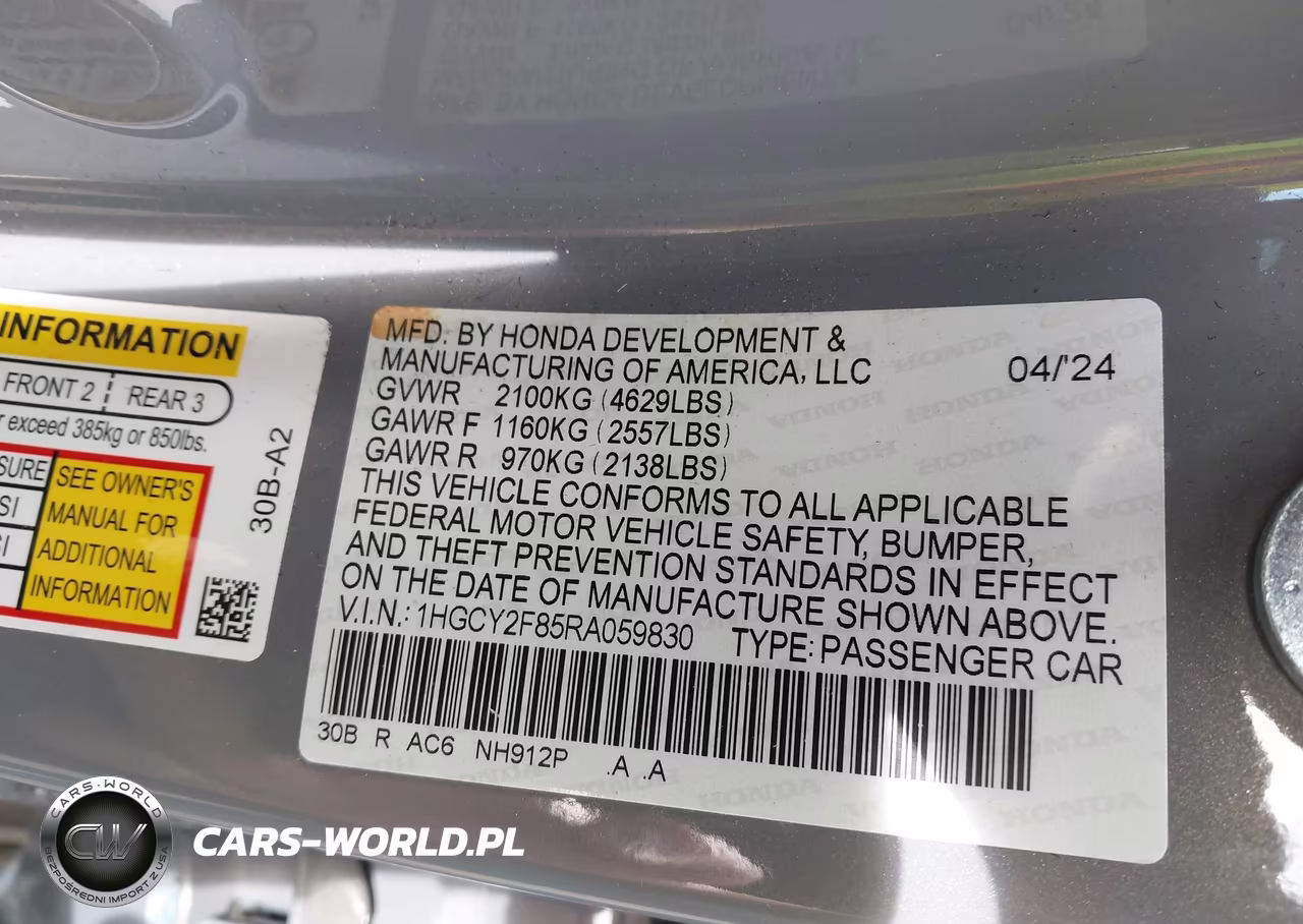 2024 Honda Accord Hybrid Touring VIN:1HGCY2F85RA059830 - 9