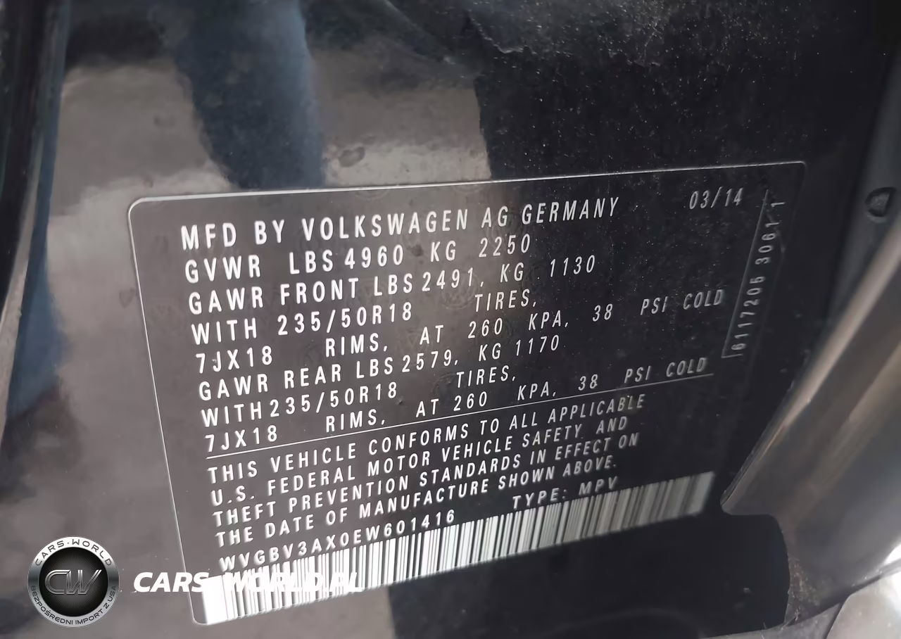 2014 Volkswagen Tiguan Sel VIN:WVGBV3AX0EW601416 - 9