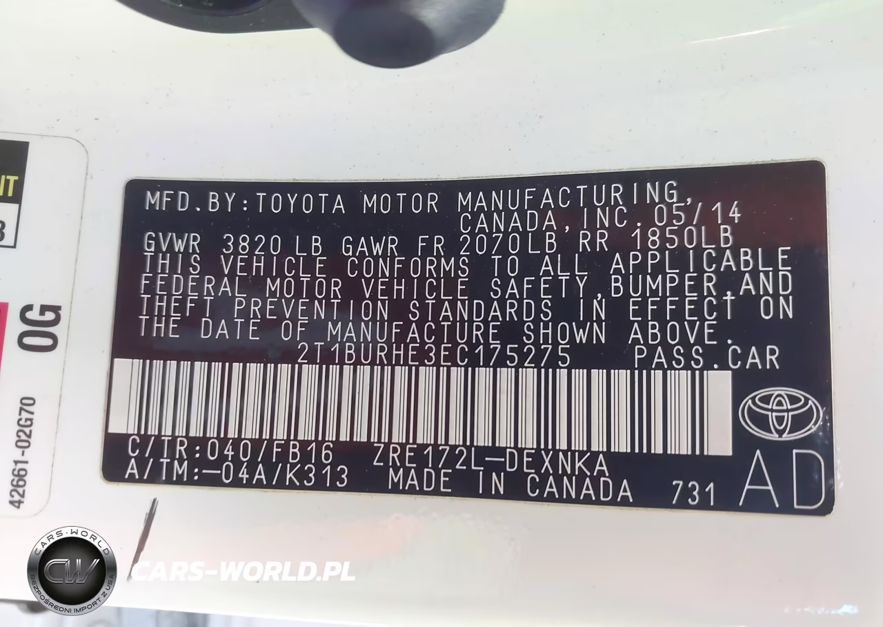 2014 Toyota Corolla Le Plus VIN:2T1BURHE3EC175275 - 9