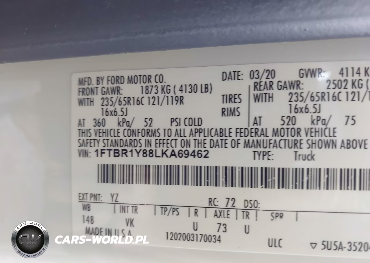 2020 Ford Transit-250 VIN:1FTBR1Y88LKA69462 - 9