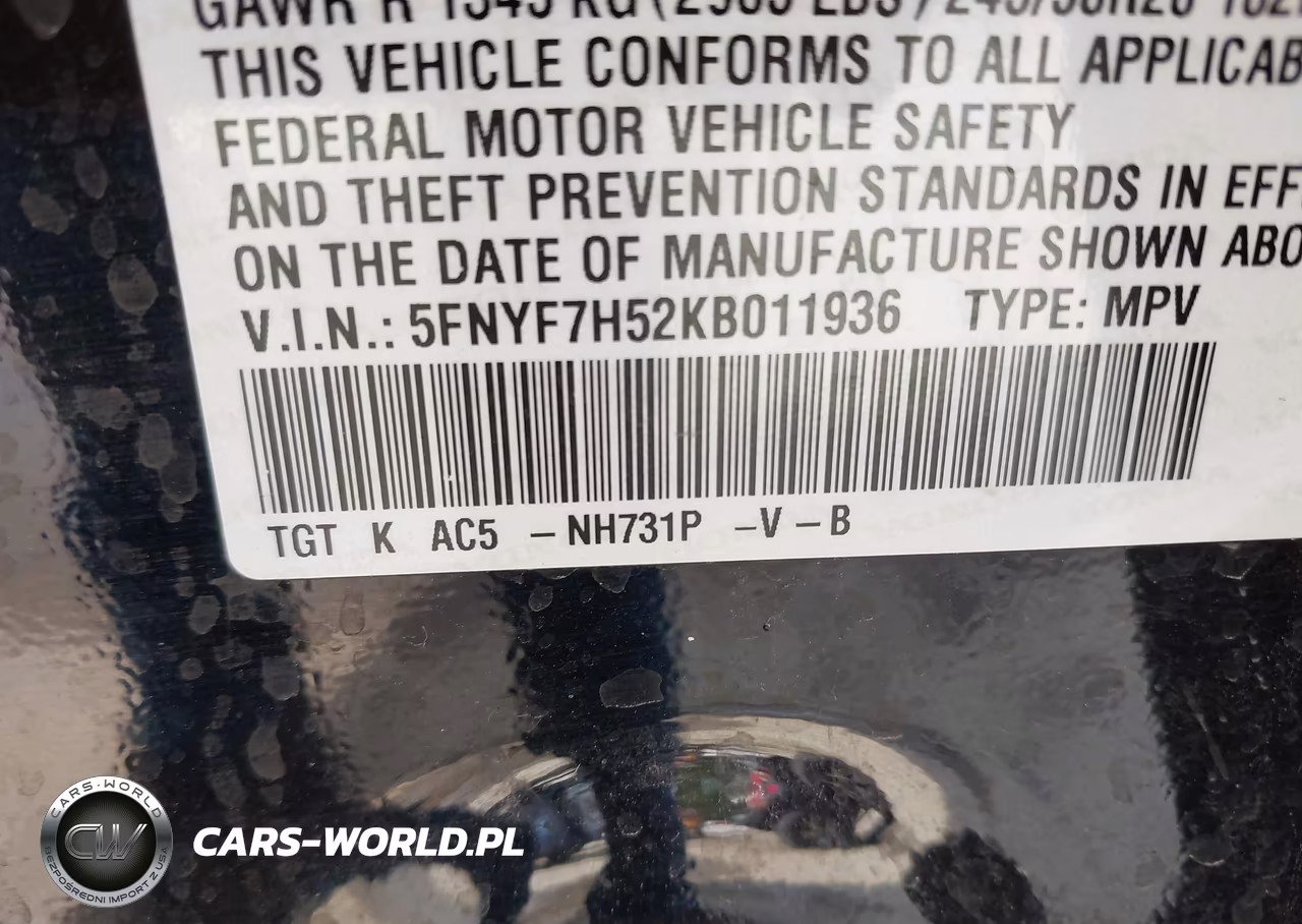 2019 Honda Passport Ex-L VIN:5FNYF7H52KB011936 - 9