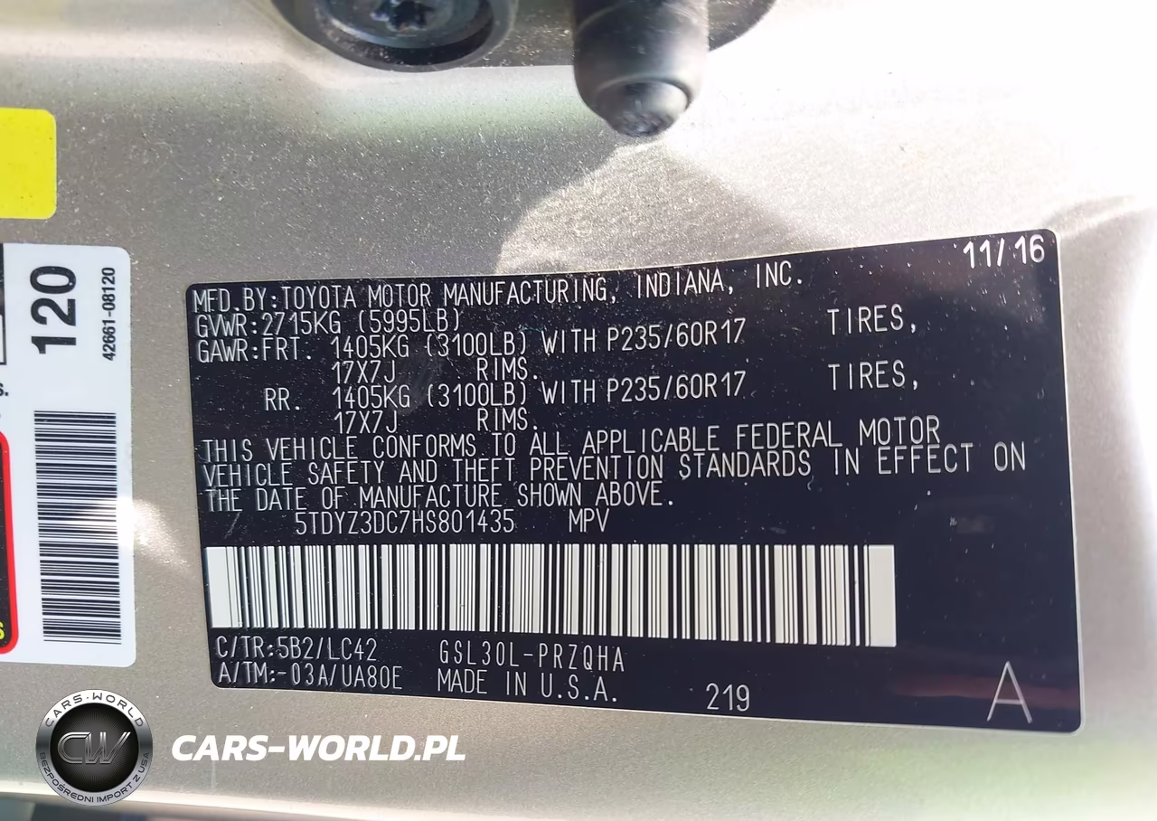 2017 Toyota Sienna Xle Premium 8 Passenger VIN:5TDYZ3DC7HS801435 - 9