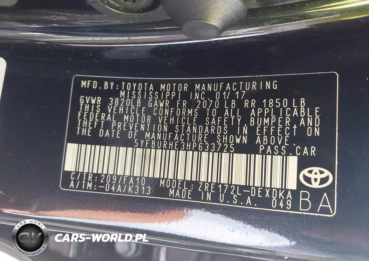 2017 Toyota Corolla L VIN:5YFBURHE3HP633725 - 9
