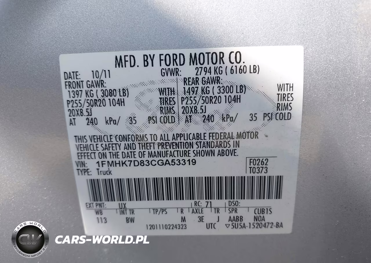 2012 Ford Explorer Xlt VIN:1FMHK7D83CGA53319 - 9