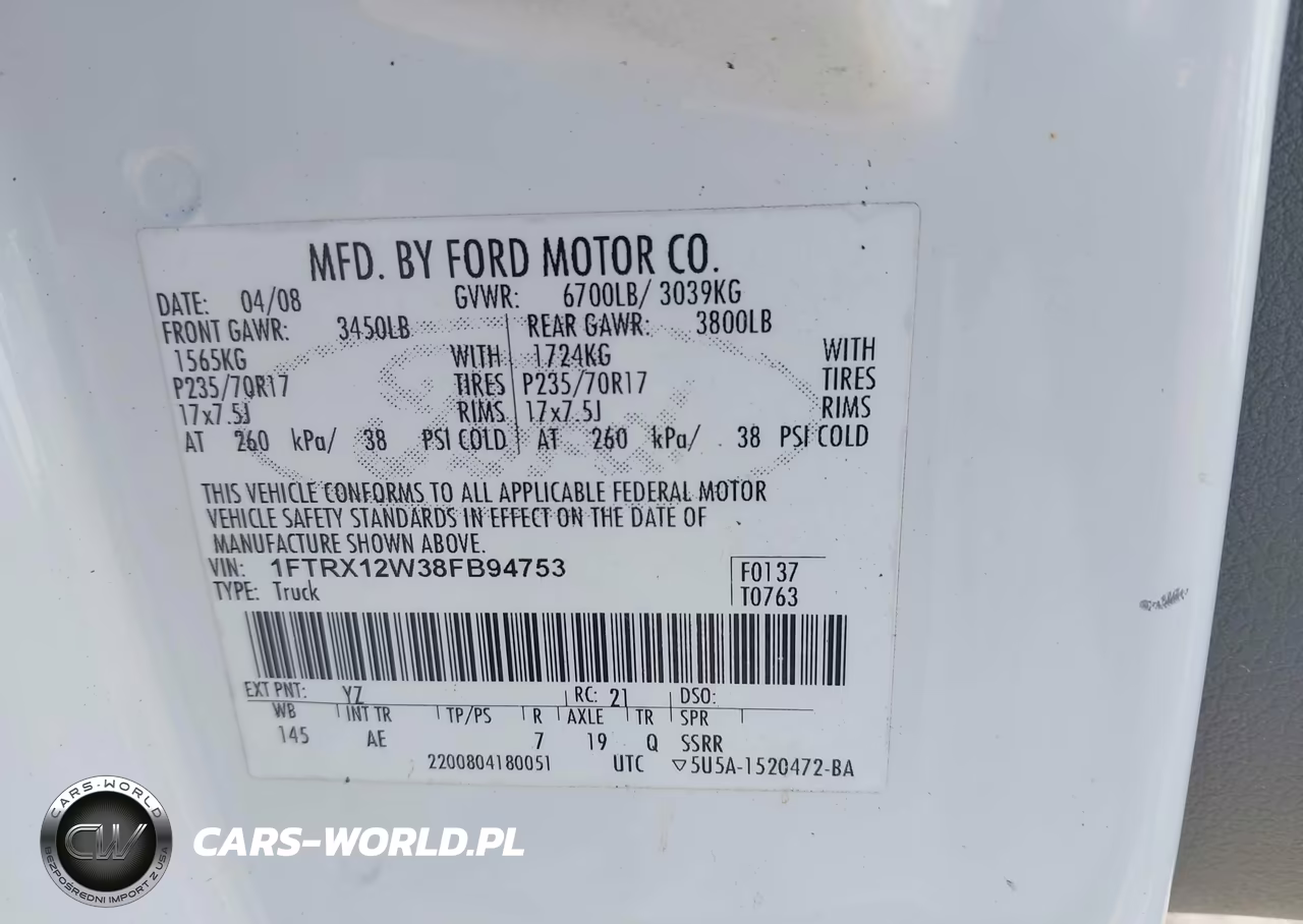 2008 Ford F-150 Fx2-Stx-Xl-Xlt VIN:1FTRX12W38FB94753 - 9