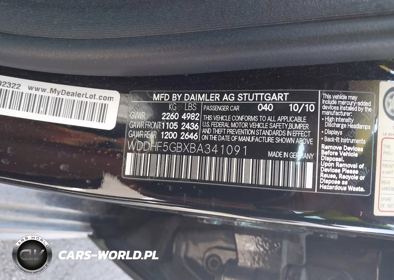 2011 Mercedes-Benz E 350 VIN:WDDHF5GBXBA341091 - 9