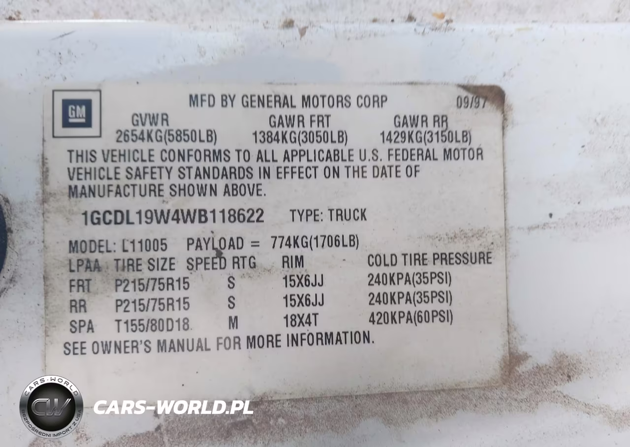 1998 Chevrolet Astro VIN:1GCDL19W4WB118622 - 9