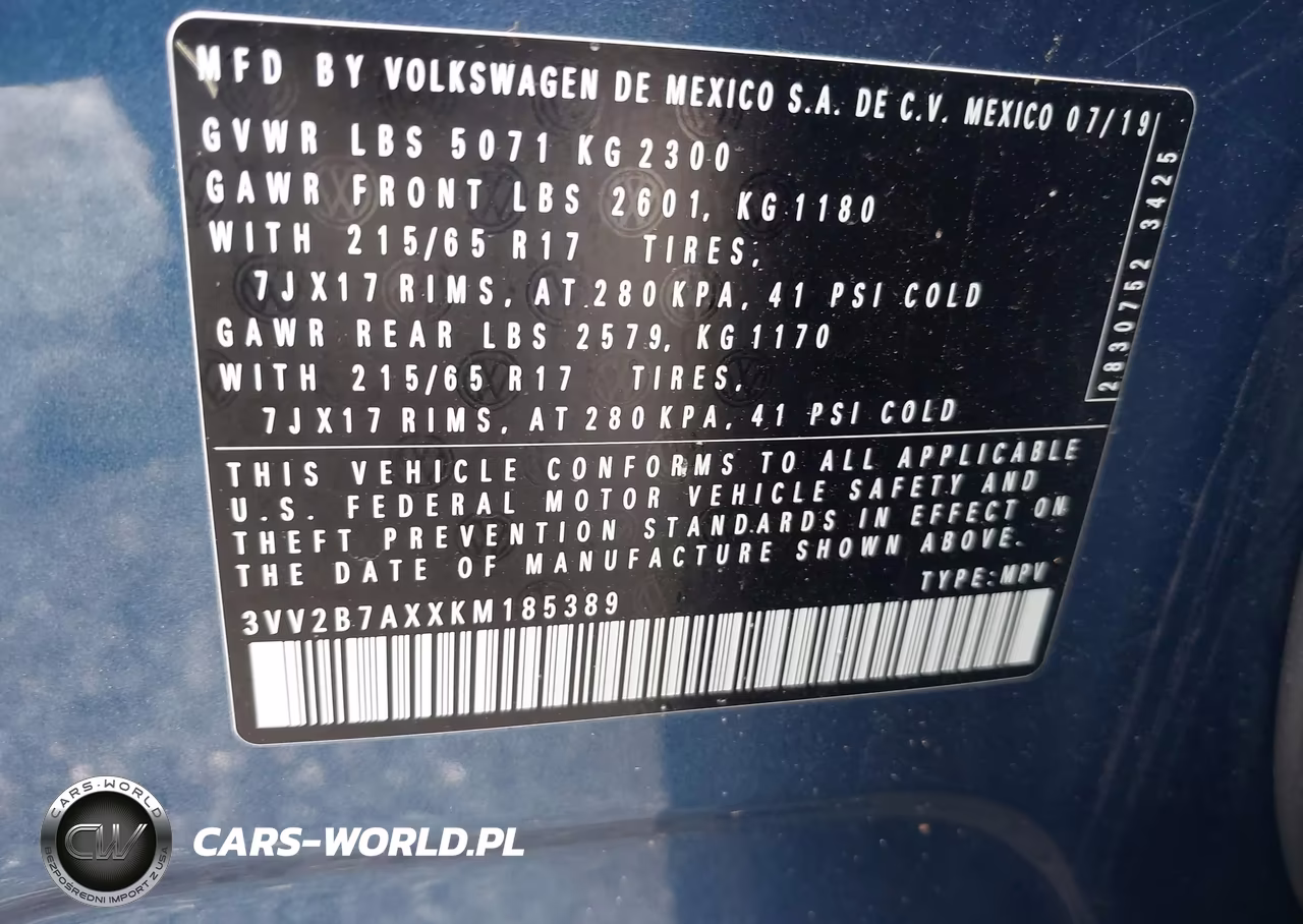 2019 Volkswagen Tiguan 2.0T Se-2.0T Sel-2.0T Sel R-Line-2.0T Sel R-Line Black VIN:3VV2B7AXXKM185389 - 9