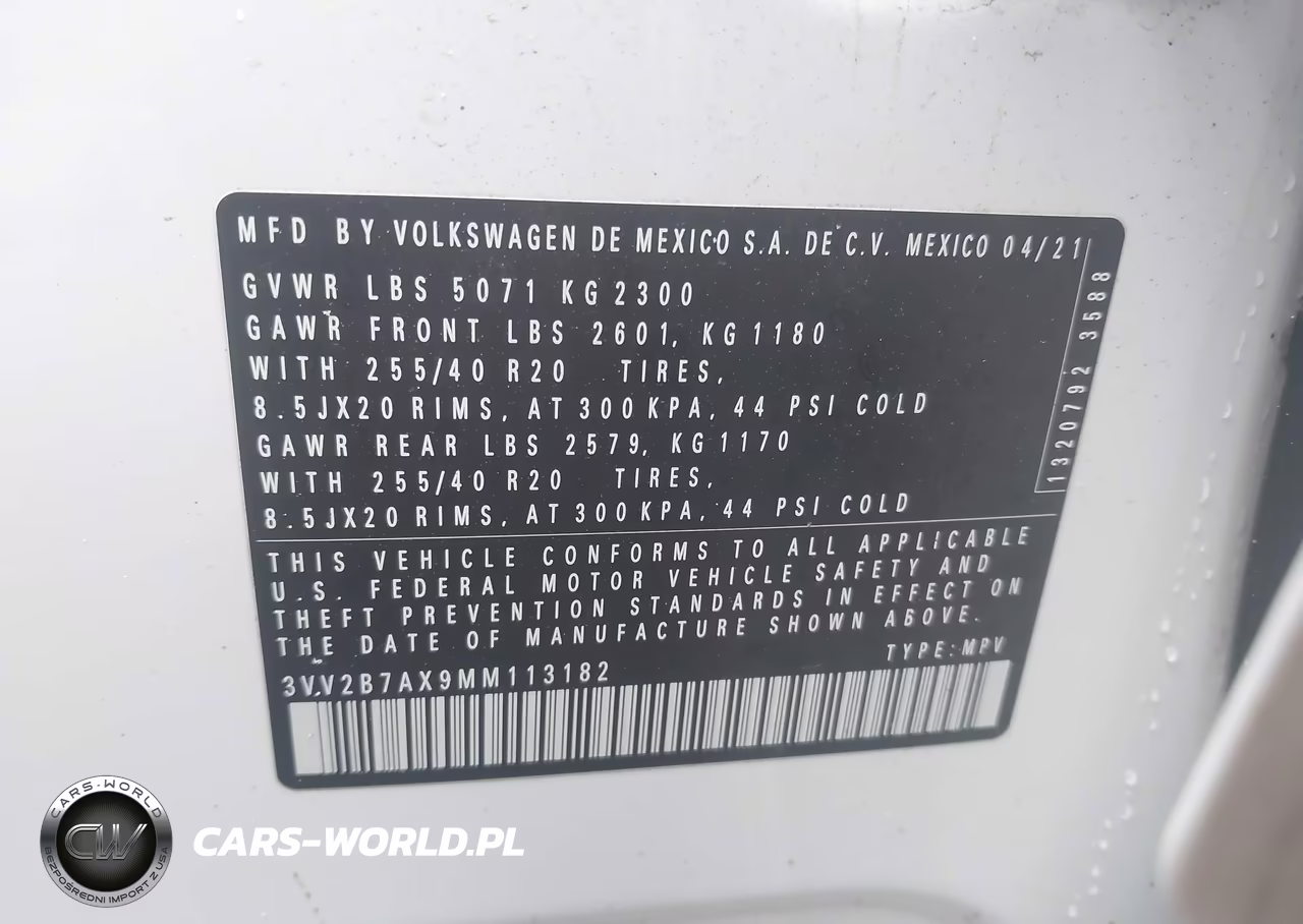 2021 Volkswagen Tiguan 2.0T Se-2.0T Se R-Line Black-2.0T Sel VIN:3VV2B7AX9MM113182 - 9