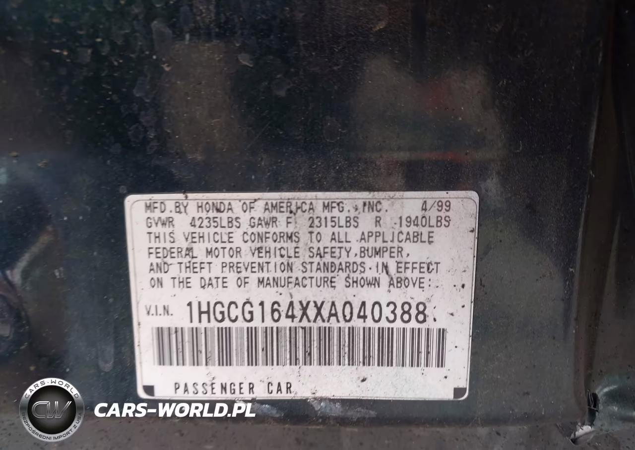 1999 Honda Accord Lx V6 VIN:1HGCG164XXA040388 - 9
