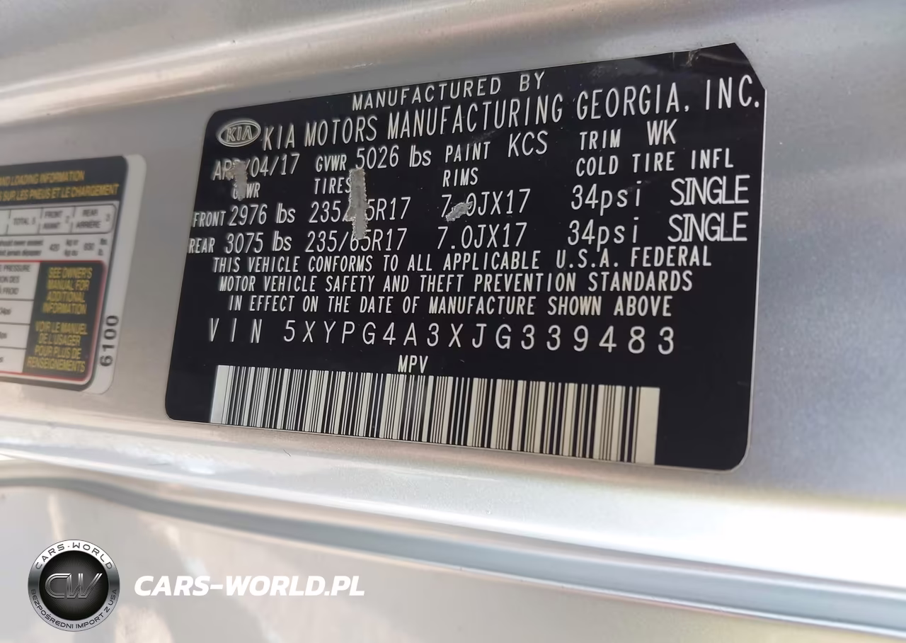 2018 Kia Sorento 2.4L Lx VIN:5XYPG4A3XJG339483 - 9
