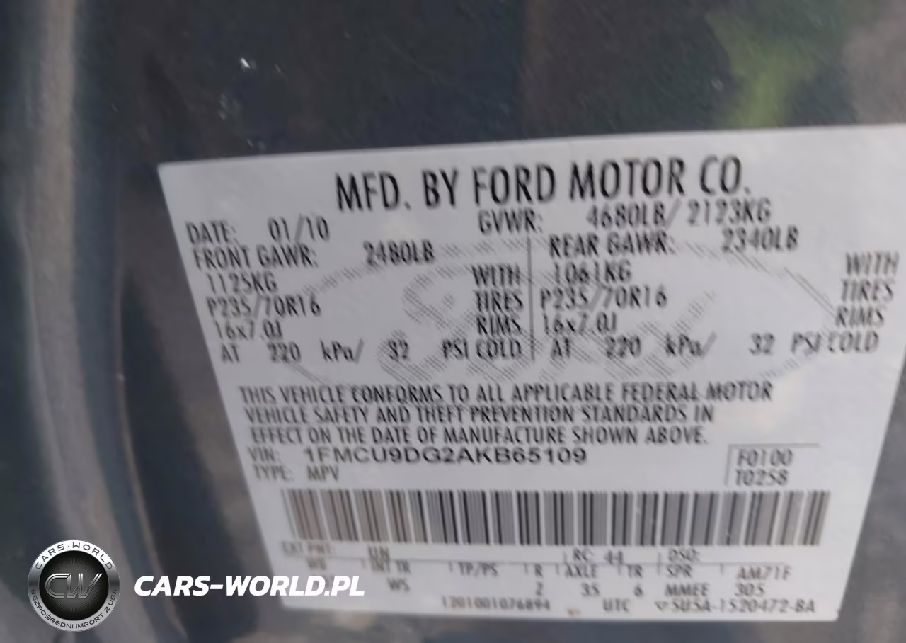 2010 Ford Escape Xlt VIN:1FMCU9DG2AKB65109 - 9