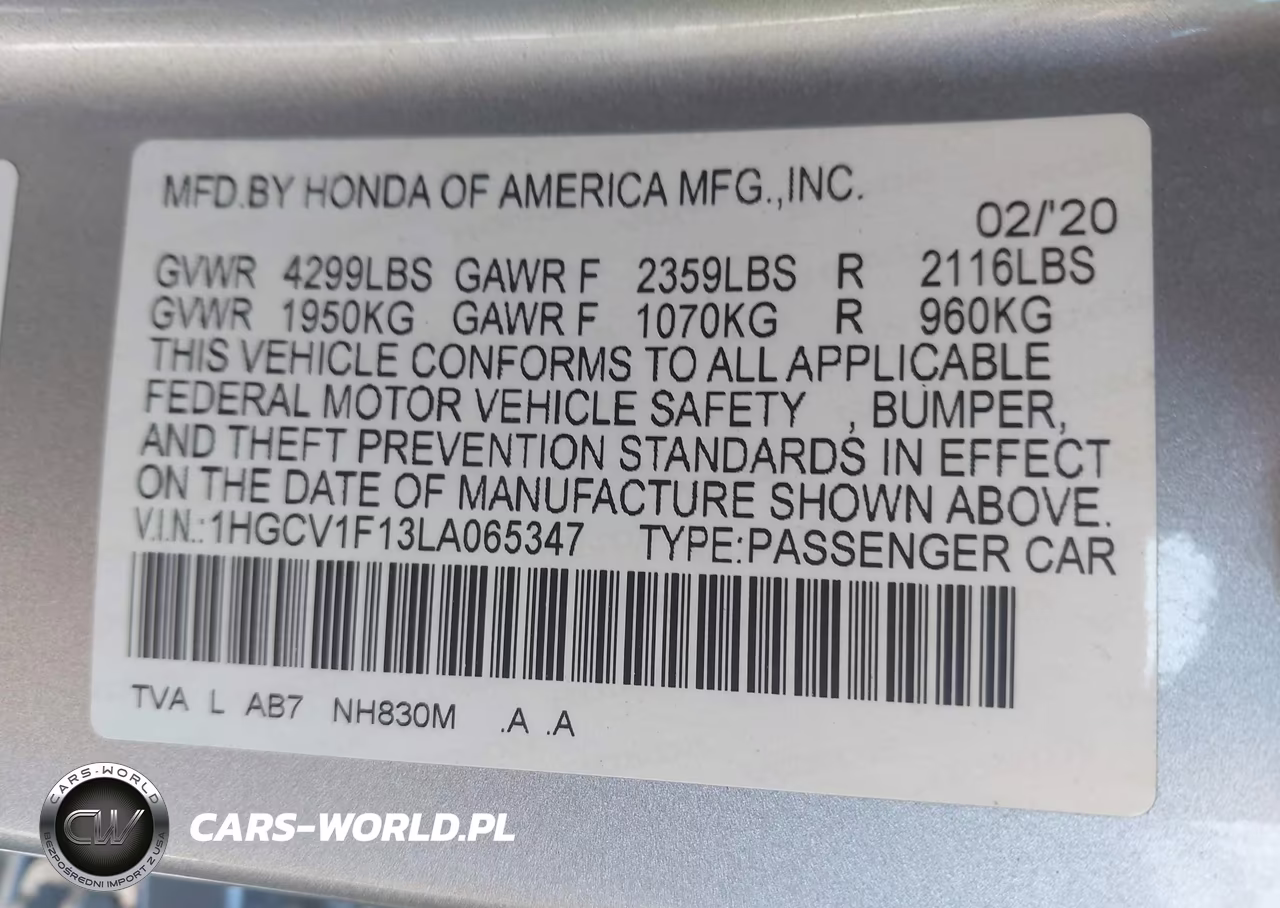 2020 Honda Accord Lx VIN:1HGCV1F13LA065347 - 9