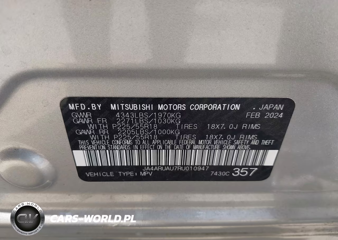 2024 Mitsubishi Outlander Sport 2.0 Es -2.0 Le -2.0 Ralliart -2.0 S -2.0 Se -2.0 Trail Edition -Es-Le-Ralliart-S-Se-Trail Edition VIN:JA4ARUAU7RU010947 - 9