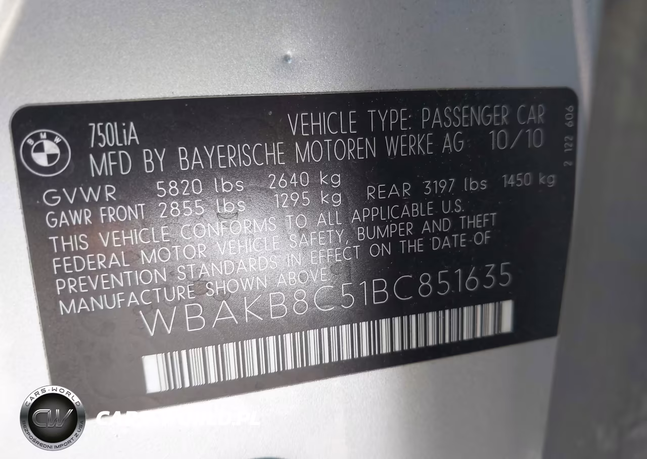 2011 BMW 750Li VIN:WBAKB8C51BC851635 - 9